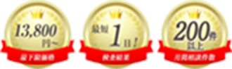 最下限価格13800円〜・検査結果最短3日・月間相談件数100件